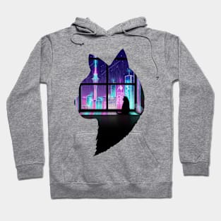 Cat looking at the city, Tranquility Hoodie